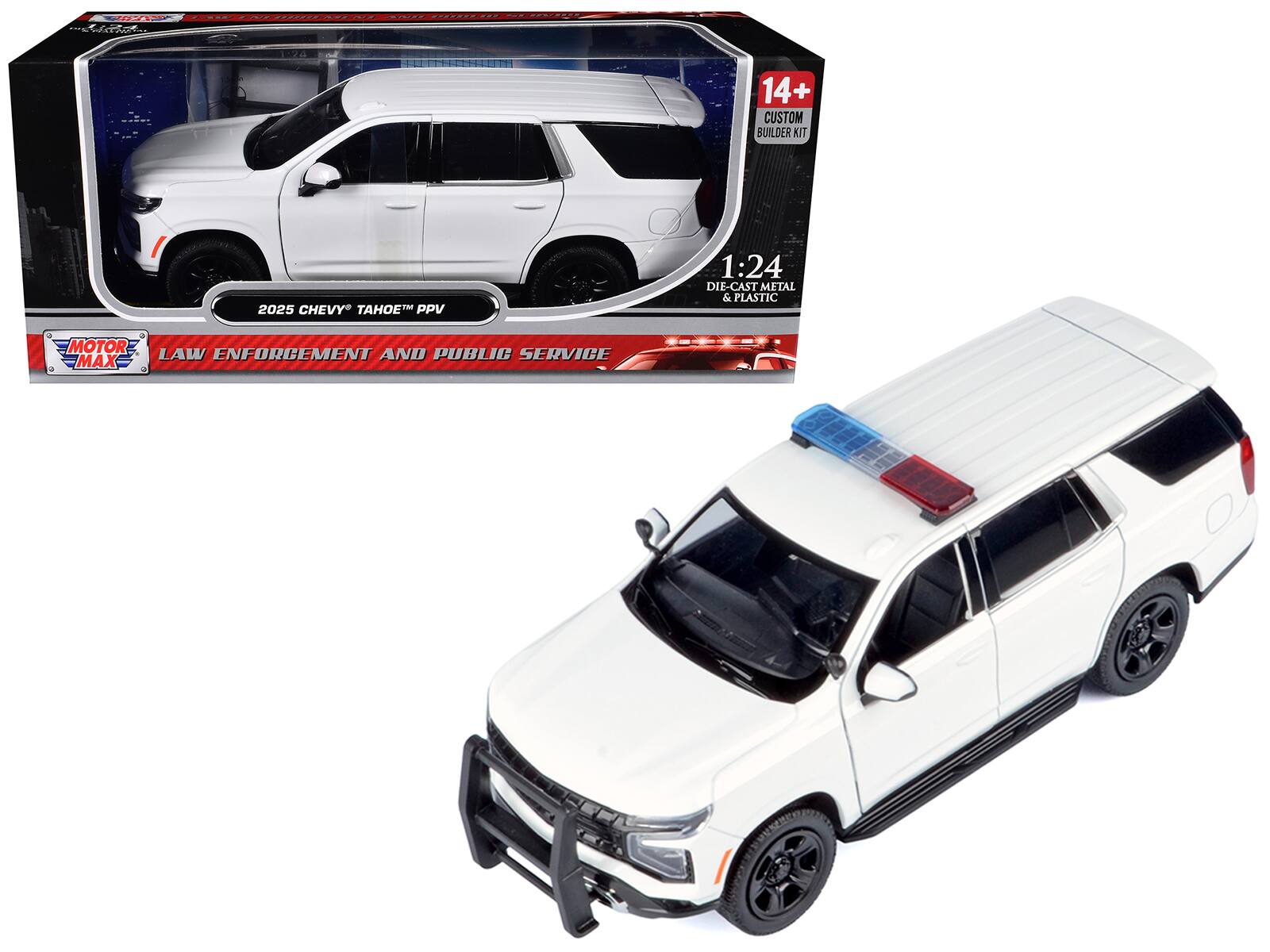 Motormax - 2025 Chevrolet Tahoe PPV "Custom Builder's Kit - Law Enforcement and Public Service" Series 1/24 - White