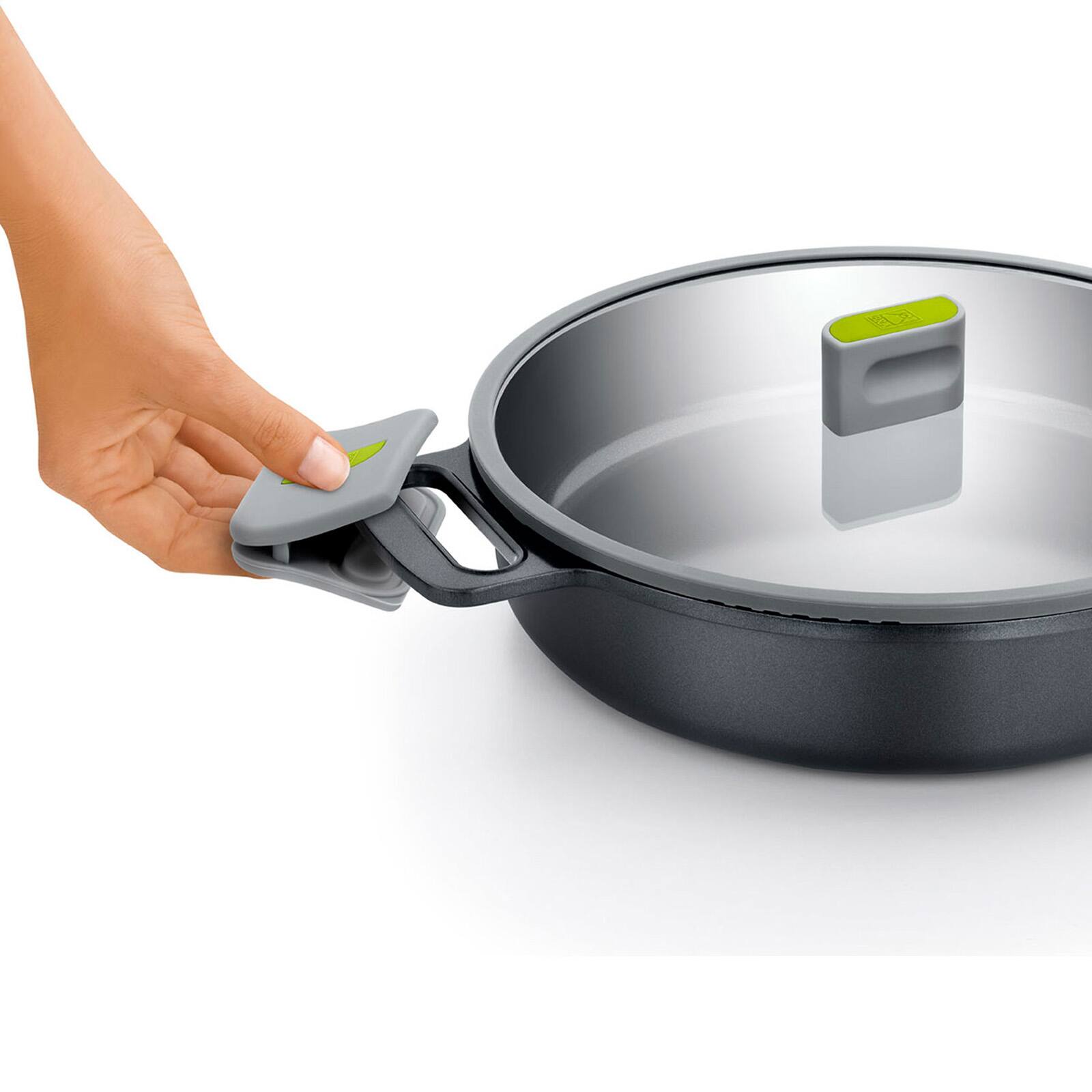 Alt View 1. BRA Cookware - Life Ceramic Nonstick Sauté Pan w/Glass Lid, 11 Inch, 3.3 Quart - Black.