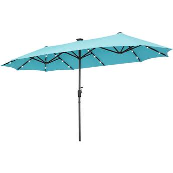 large adjustable patio umbrella ABCCANOPY 15FT Double Sided Pool with Base, Outdoor Porch Umbrella for Poolside, Lawn, Backyard (Green) crank and has wheels for easy movement IdealHouse High Quality 10x10 FT