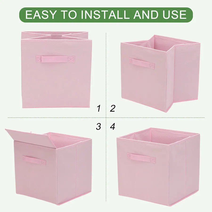 Unique Bargains 3pcs Fabric Storage Bins, 11.8Inch Cube Storage Bin ...