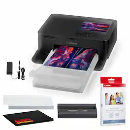 Bundle - Canon - SELPHY CP1500 Compact Photo Printer + KP-36IP Color Ink and Paper Set + More - Black