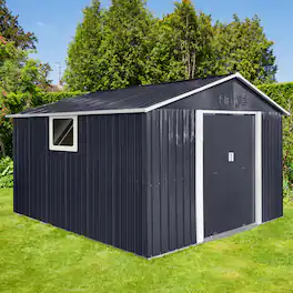 Mondawe - 11x11 Ft Metal Garden Sheds with Window - Gray