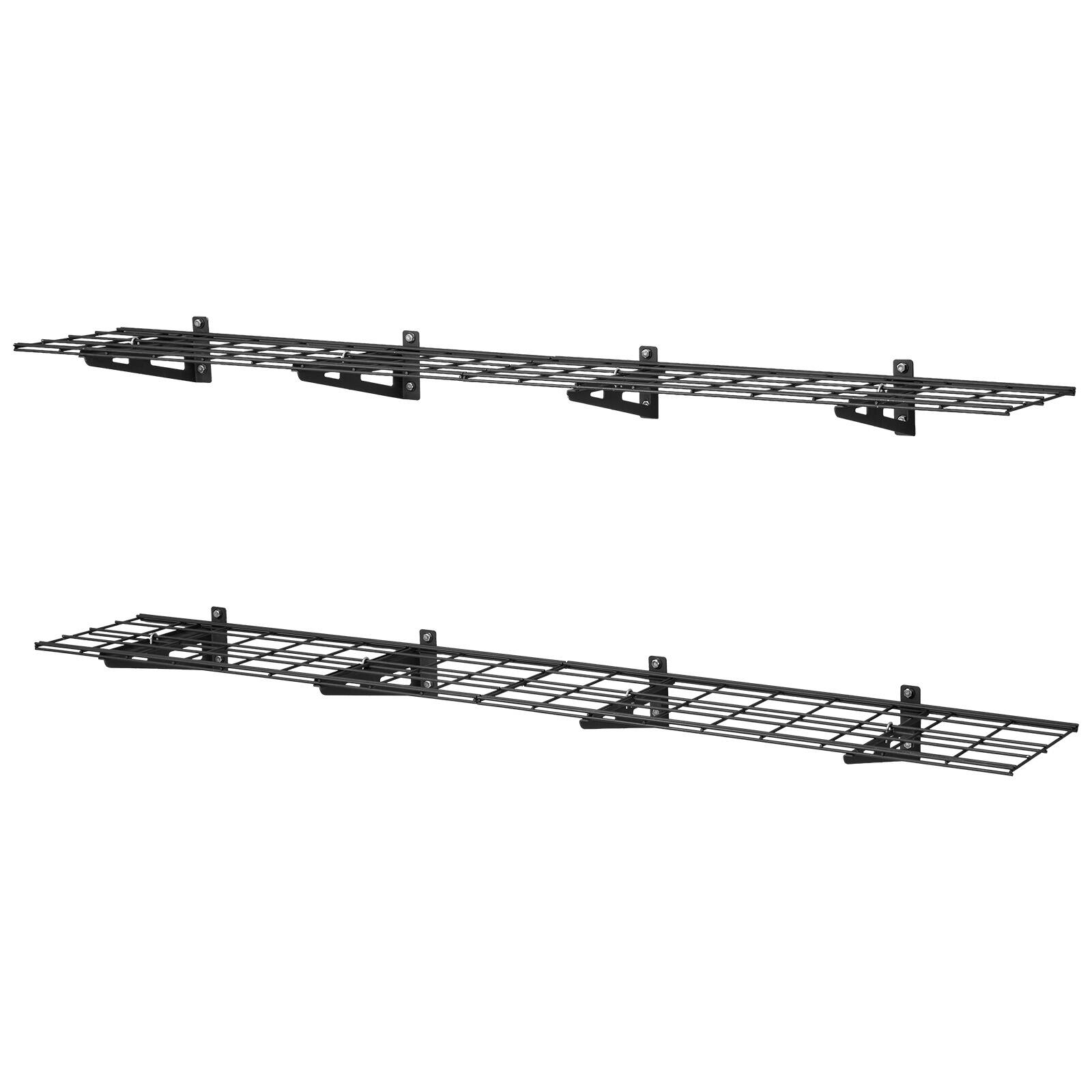 Alt View 5. VEVOR - 2-Tier Heavy Duty Wall Garage Shelving, 4 Pack 1 x 3 ft Steel Wall Mounted Shelving Unit, 12 x 72 Inch Per Shelf - Black.