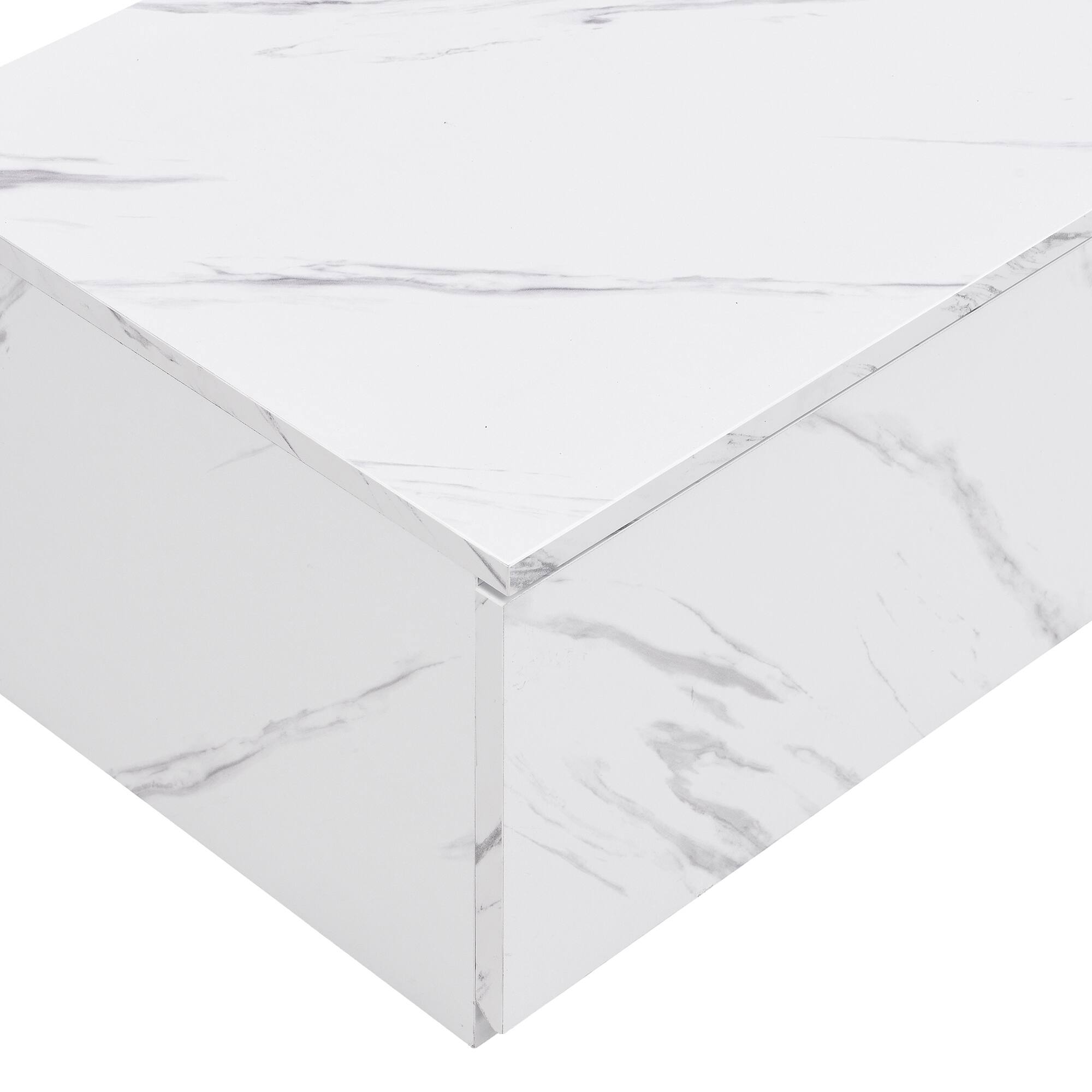 Alt View 7. Spaco - Spaco Faux Marble TV Stand for 88" TVs, Walnut Wood Grain, 4 Storage Drawers, Modern Combination for Living Room - White.