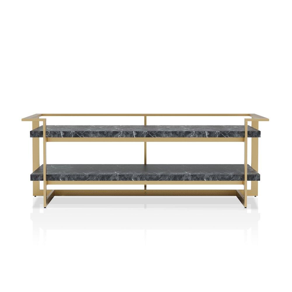 Alt View 1. Furniture of America - Meliman Metal 1-Shelf Coffee Table in Gold and Black - Black.