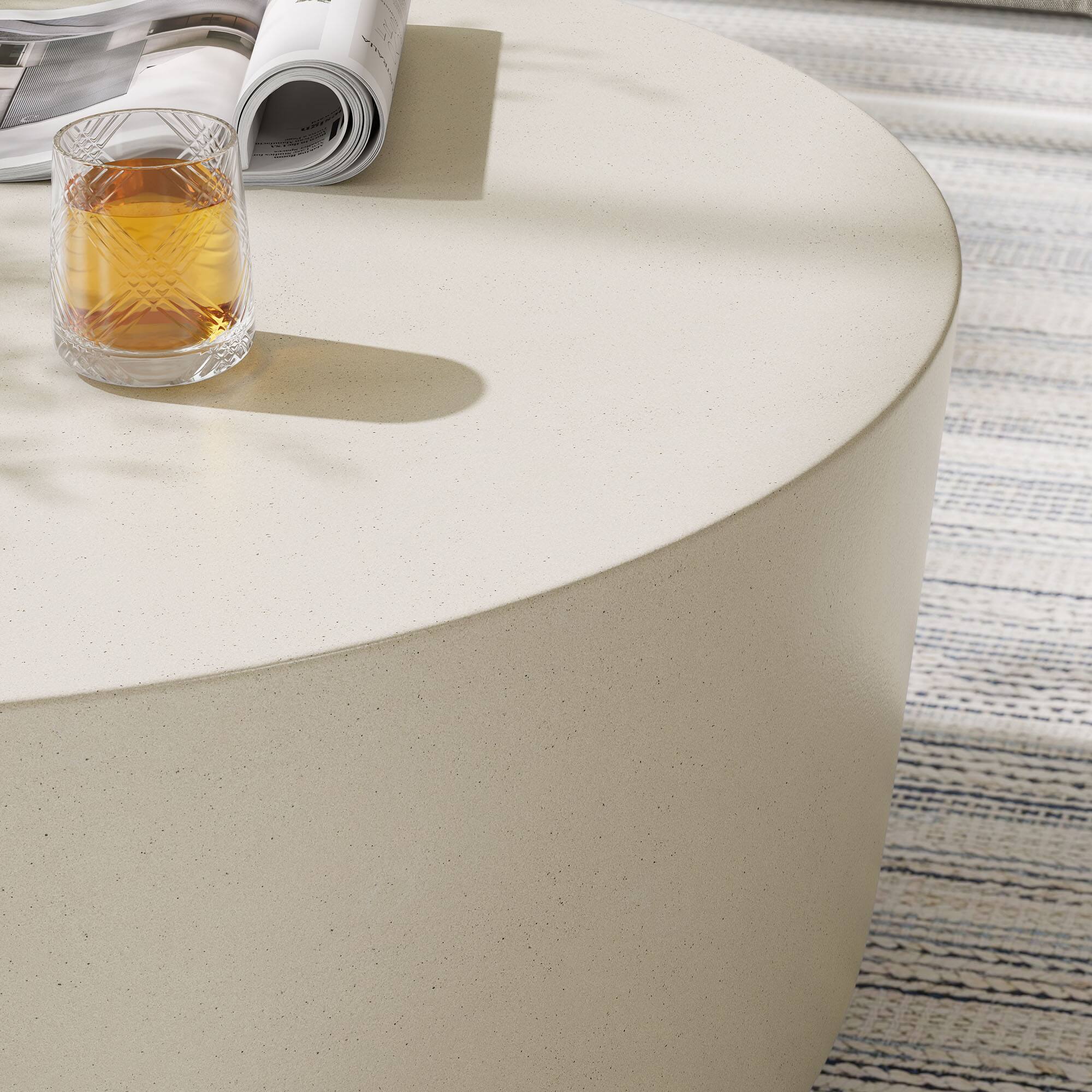 Alt View 4. Modway - Brion Round Indoor - Outdoor Patio Concrete Coffee Table by Modway - White.