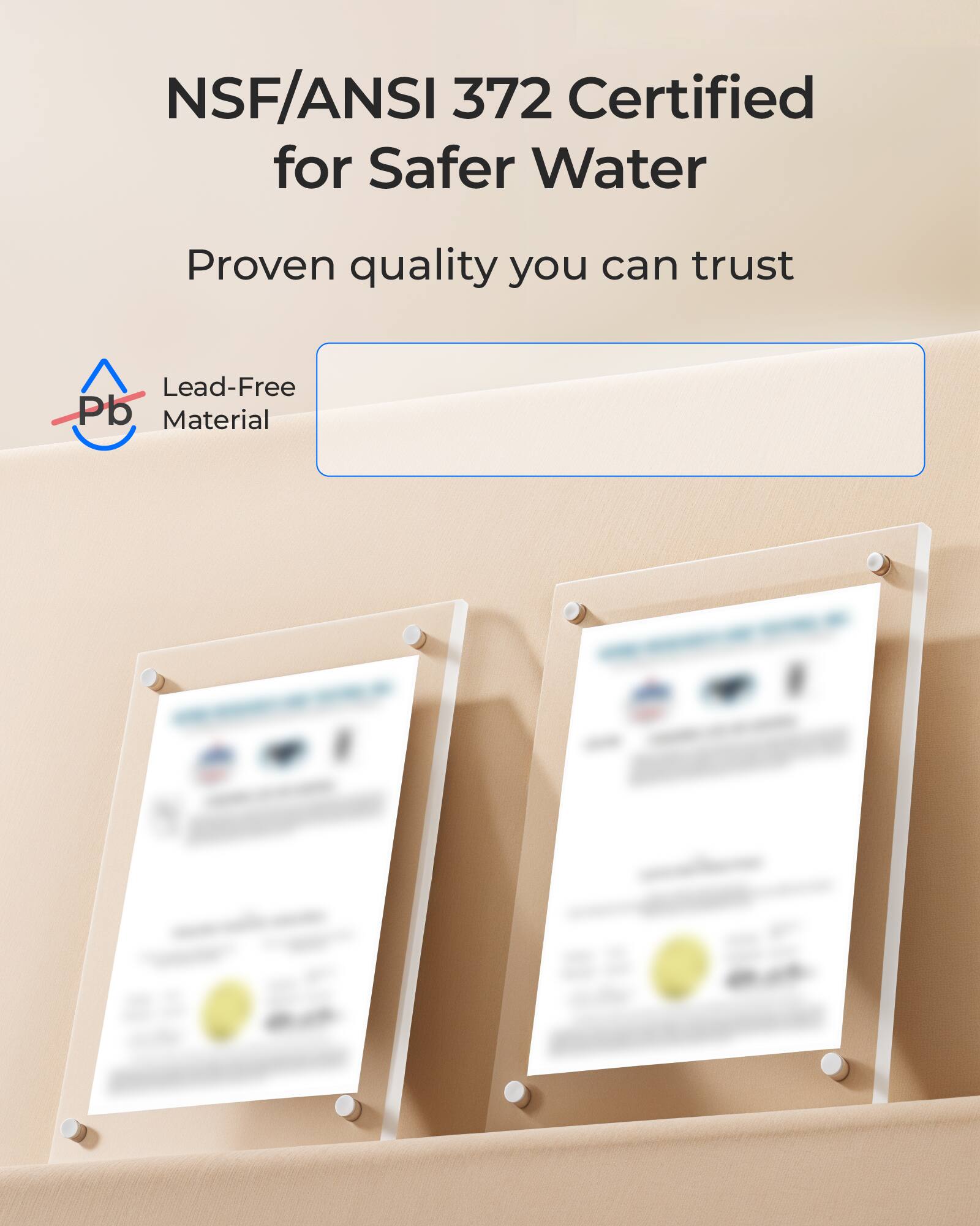 NSF/ANSI 372 Certified for Safer Water  
Proven quality you can trust  

Lead-Free Pb Material