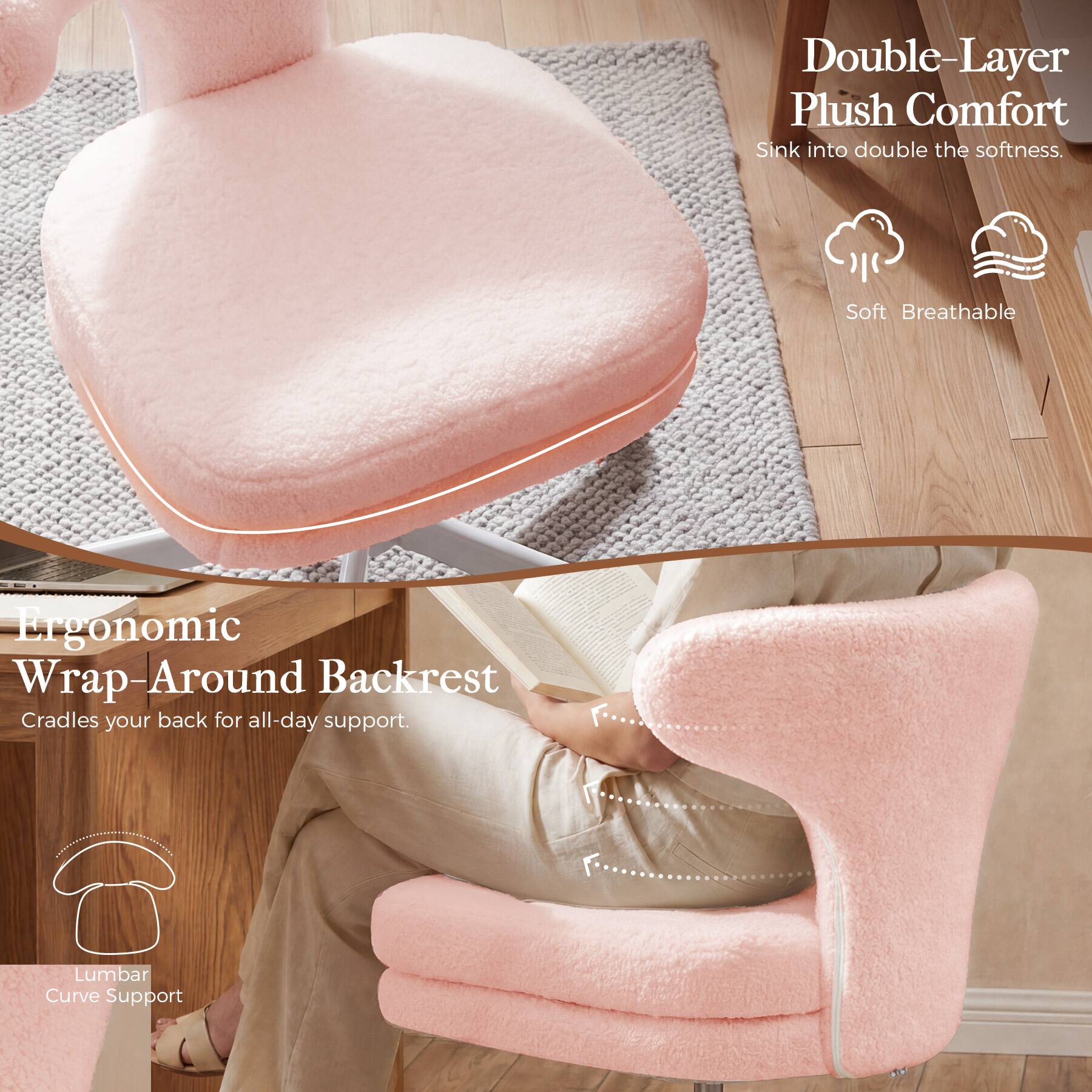 CloudRest Pro Vanity Chair Adjustable Height Swivel Desk Chair with ...