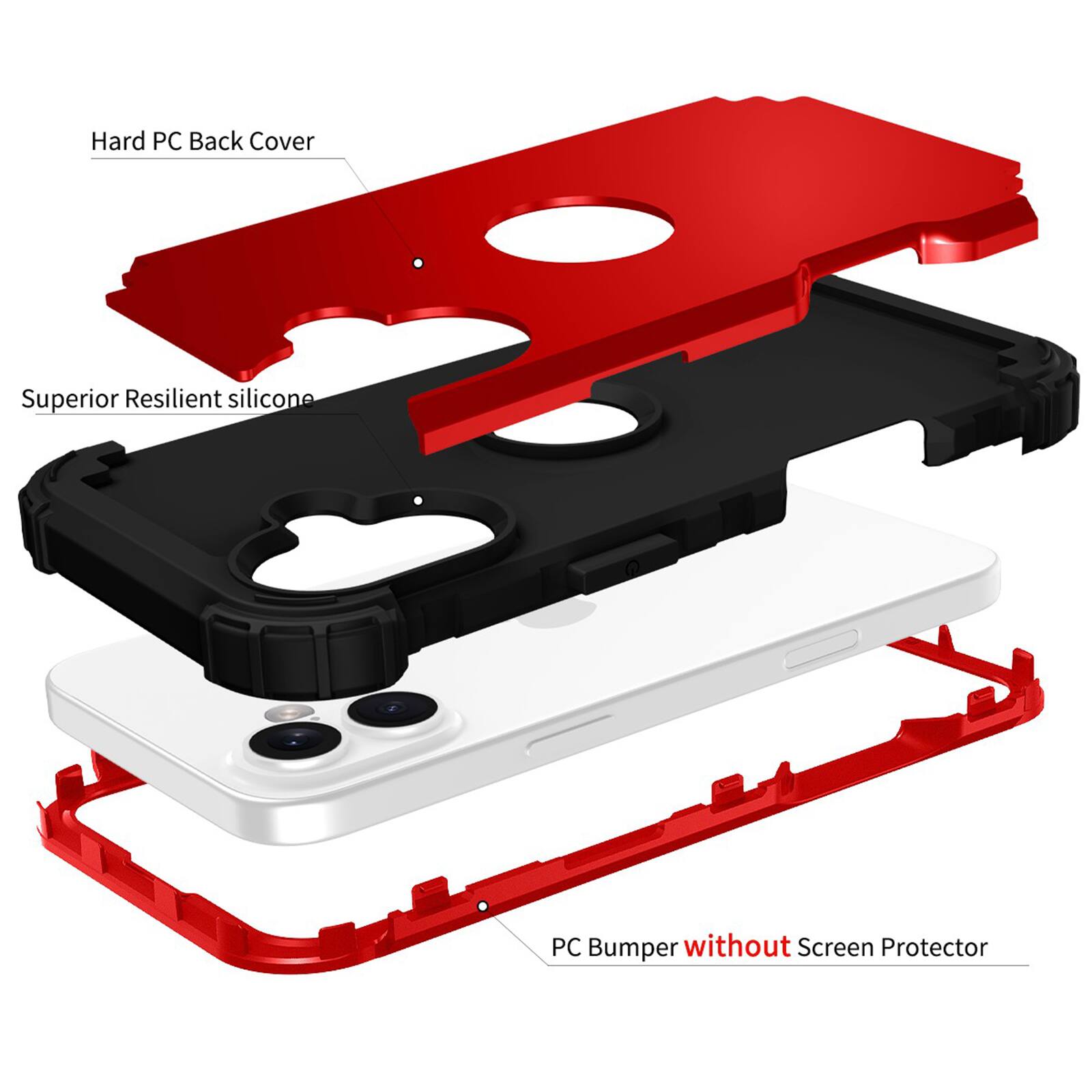 Hard PC Back Cover Superior Resilient silicone PC Bumper without Screen Protector