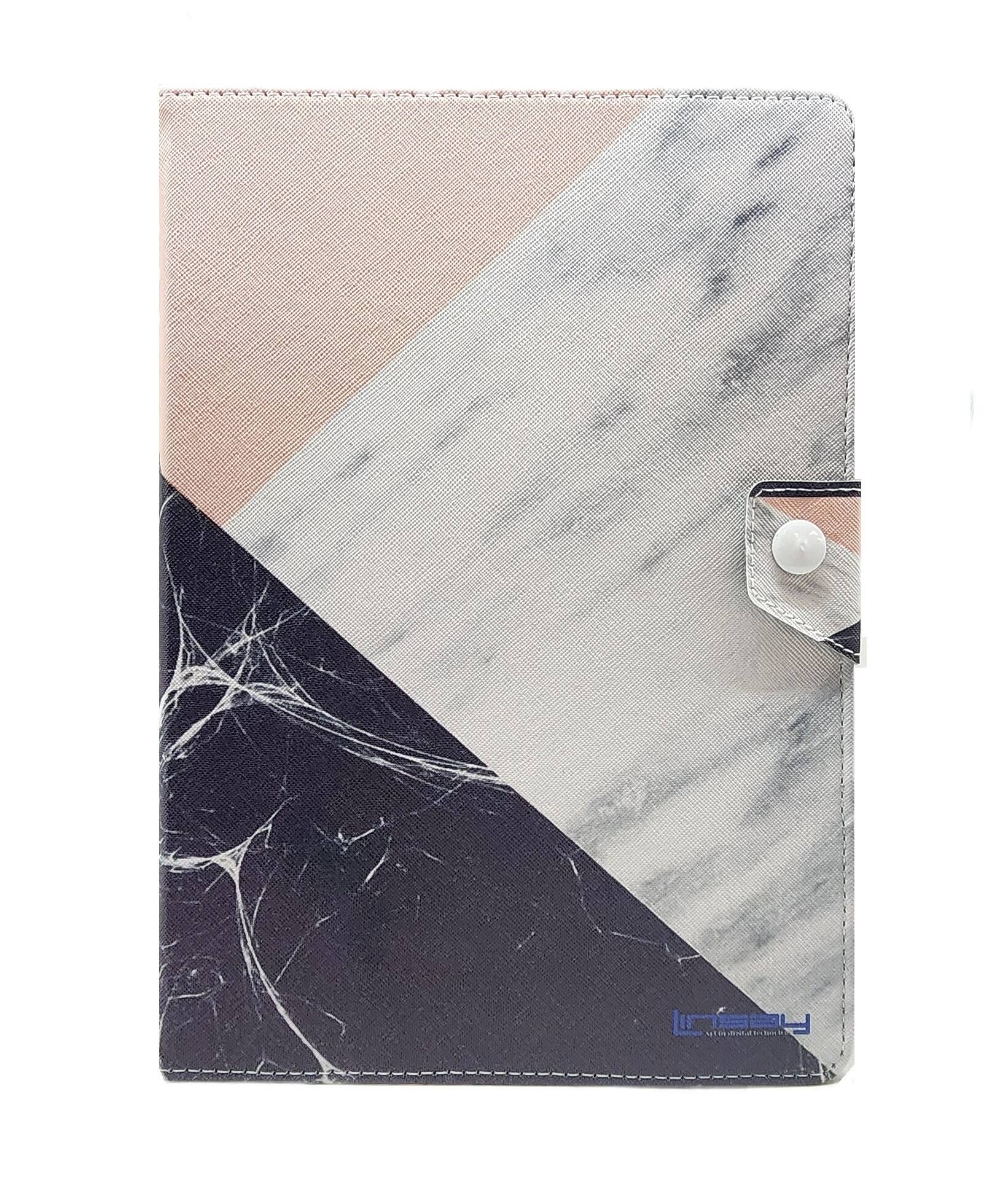 Back. LINSAY - 10.1"Octa Core 256GB Storage Android 15 Tablet with Black Pink White Marble Case - Black.