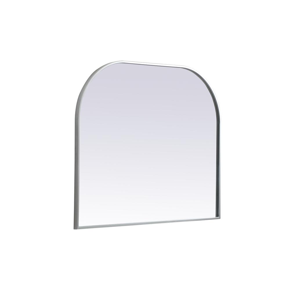 Left. Elegant Decor - Metal Frame Arch Mirror 36x30 Inch in Silver - Silver.