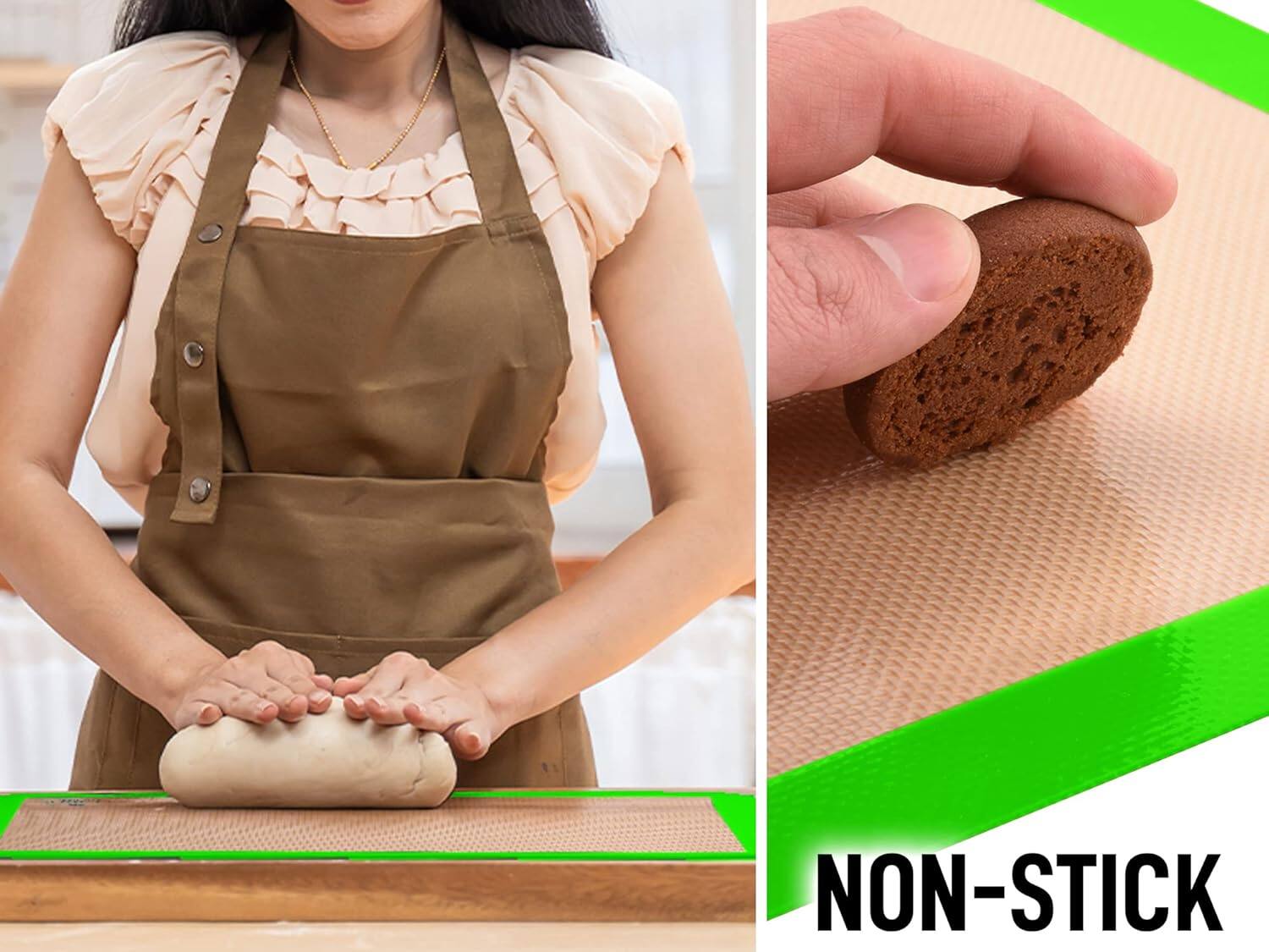 Angle. Zulay Kitchen - Zulay Kitchen 16.5"x11.6" 2-Pack Silicone Baking Mat - Reusable Nonstick Baking Sheet - Light Green.