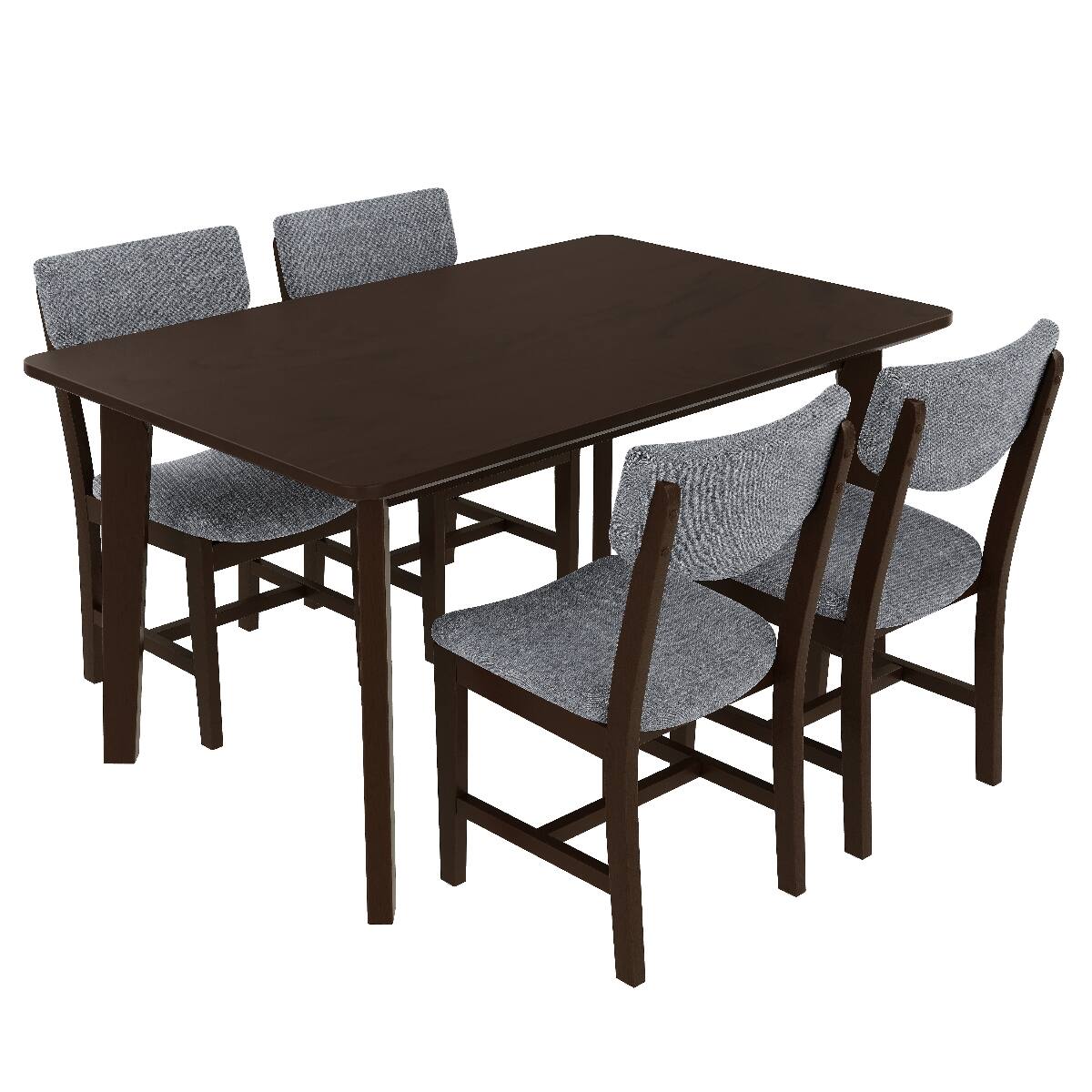 Alt View 9. Loheer - Loheer 5 Piece Dining Set for 4, Espresso Farmhouse Table with Upholstered Chairs - Espresso.