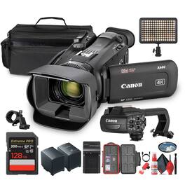 Canon - XA60 PAL Professional UHD 4K Camcorder + 128GB SD Card + LED Light + More (Bundle)