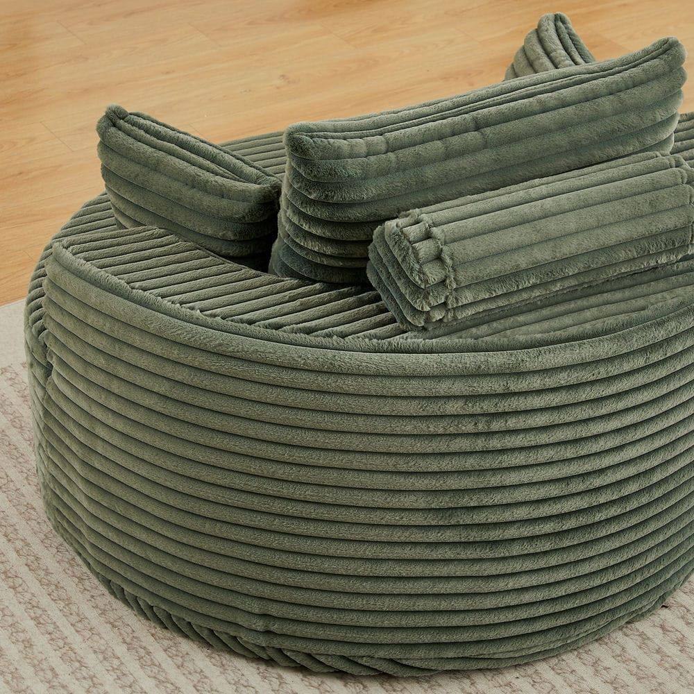 Left. Kadyn - 50"L Corduroy Single Sofa, Fluffy Modern Sleeper Chair for Living Room & Bedroom, No Assembly, Green - Green.