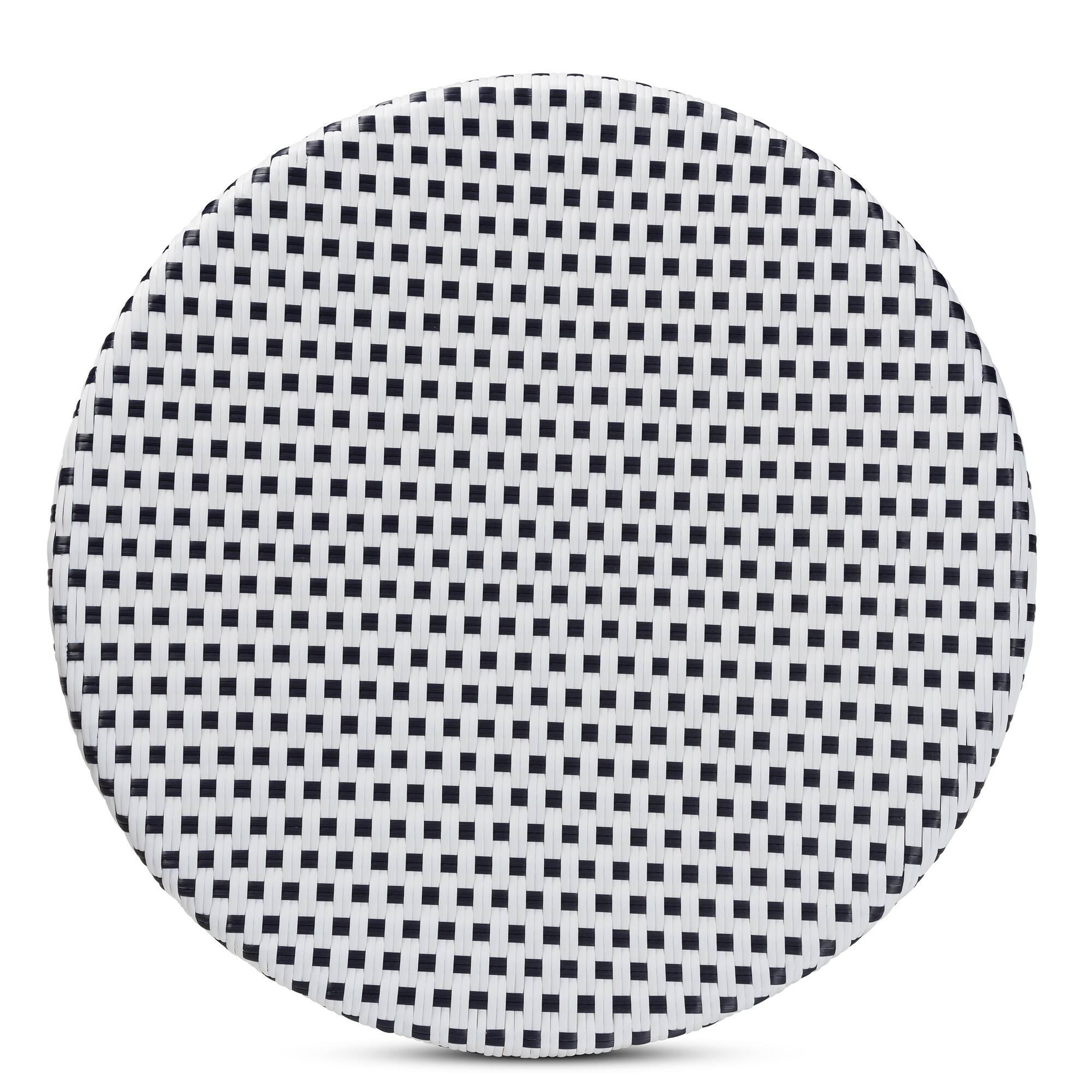 Alt View 1. bali & pari - Tavor Classic French Weaving and Rattan Indoor and Outdoor Bistro Table - Black/White/Brown.