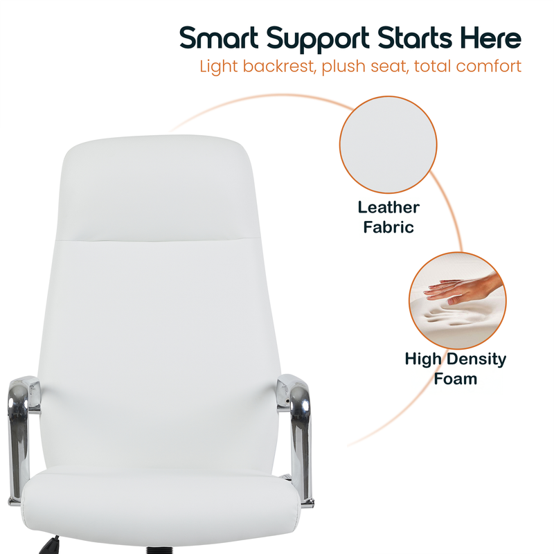 Smart Support Starts Here  
Light backrest, plush seat, total comfort  
Leather Fabric  
High Density Foam