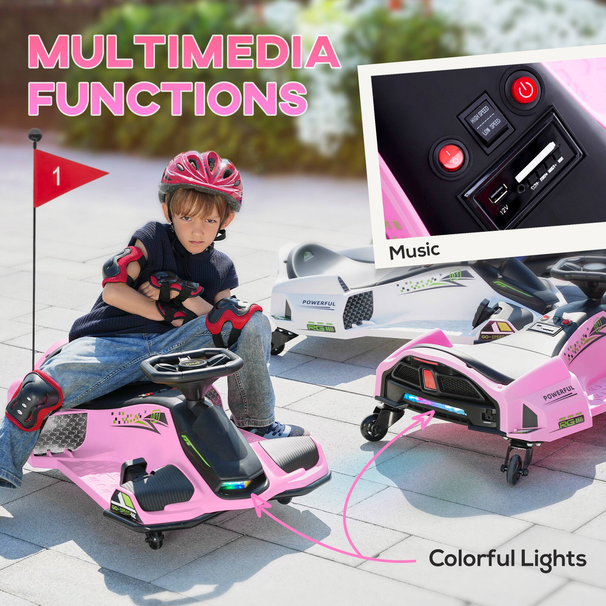 MULTIMEDIA FUNCTIONS

1. Music
2. Colorful Lights

POWERFUL
RG3M