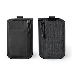 Front. ALPAKA - Stash Pouch with 2 Zipper Pockets, Card Slot, Stretch Back Panel, YKK AquaGuard Zipper, HUB Compatible - Black Axoflux 210D.