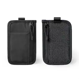 ALPAKA - Stash Pouch with 2 Zipper Pockets, Card Slot, Stretch Back Panel, YKK AquaGuard Zipper, HUB Compatible - Black Axoflux 210D
