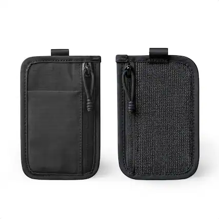 Front. ALPAKA - Stash Pouch with 2 Zipper Pockets, Card Slot, Stretch Back Panel, YKK AquaGuard Zipper, HUB Compatible - Black Axoflux 210D.