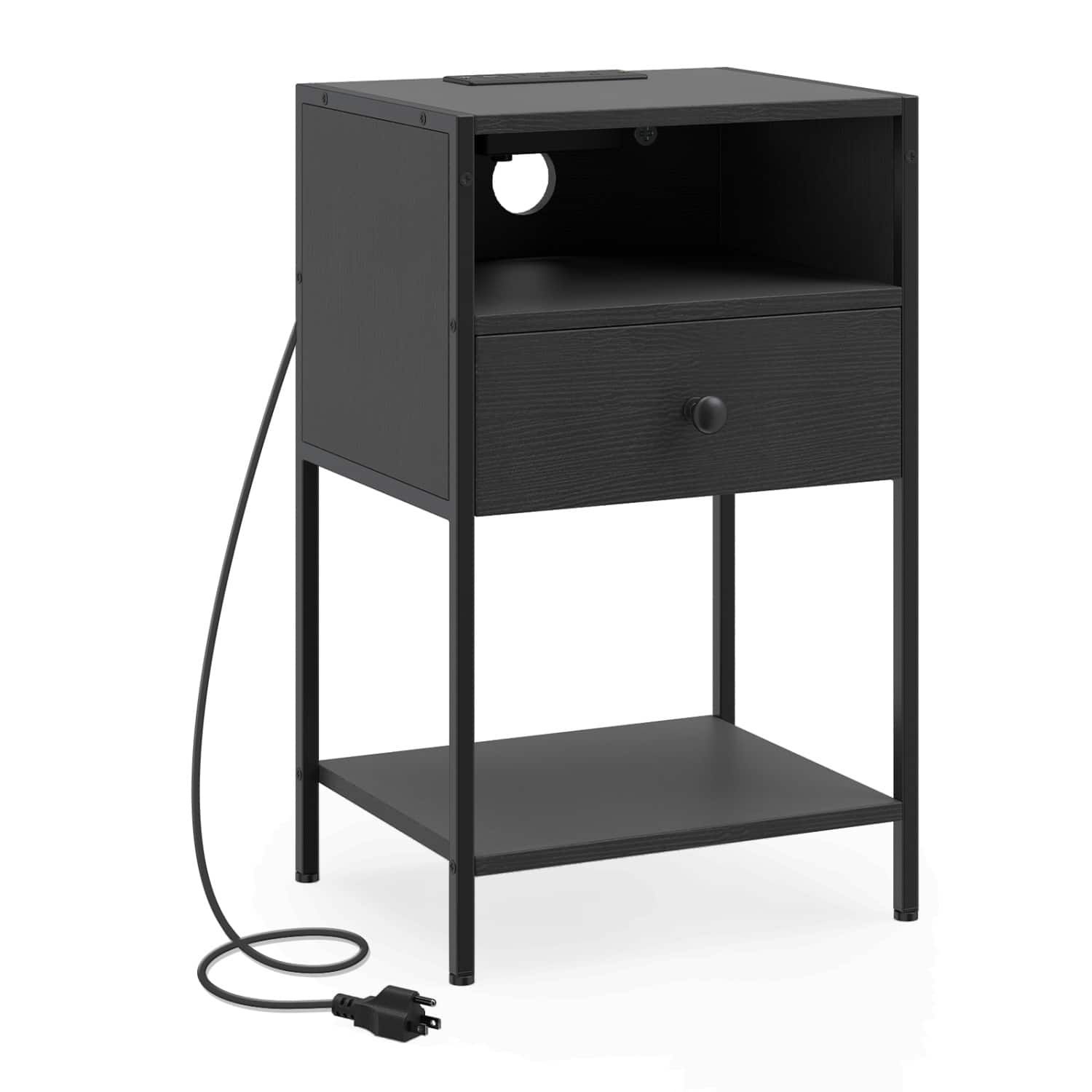 WELLFOR - Nightstand with Charging Station and USB Ports and Outlets - Black price history on PriceWatchPro