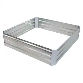 Sunnydaze - Square Galvanized Steel Raised Bed - 4 x 4 x 1 ft - Silver
