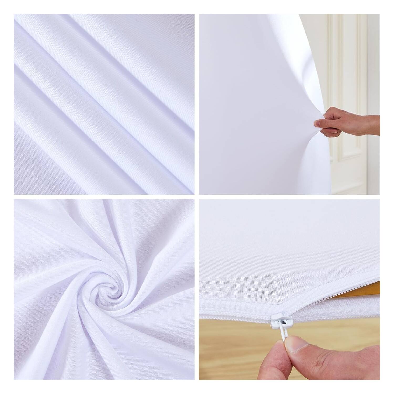 Left. GARVEE - 2.5 ft Wedding Arch Cover,Spandex Fitted Arch Covers,Round Top Chiara Arch Backdrop Cover - WHITE.