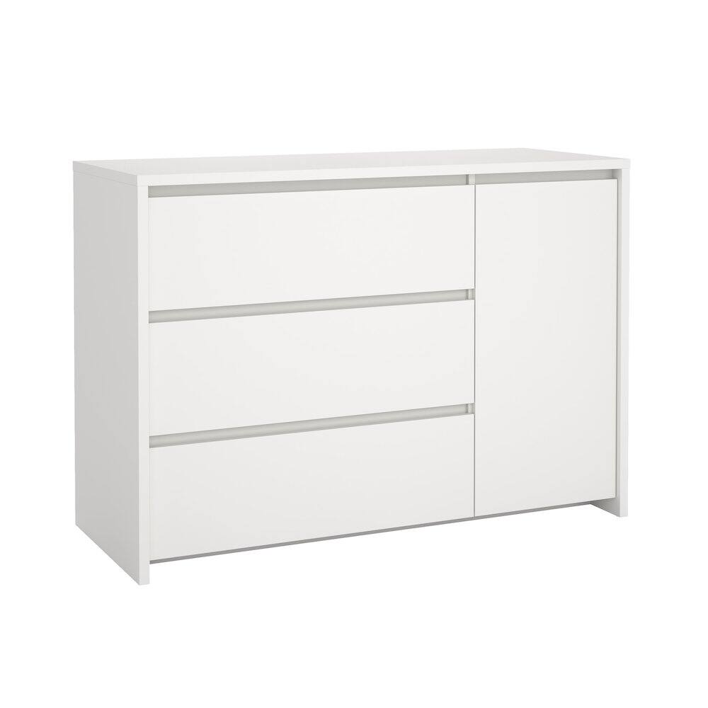 Left. Tvilum - Next 46-inch Wide 3-Drawer and 1 Door Sideboard - White.