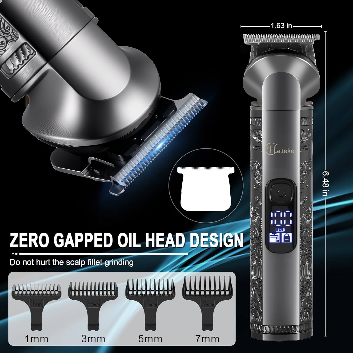 1.63 in  
Hatteker  
in 6.48  
ZERO GAPPED OIL HEAD DESIGN  
Do not hurt the scalp fillet grinding  
1mm  
3mm  
5mm  
7mm