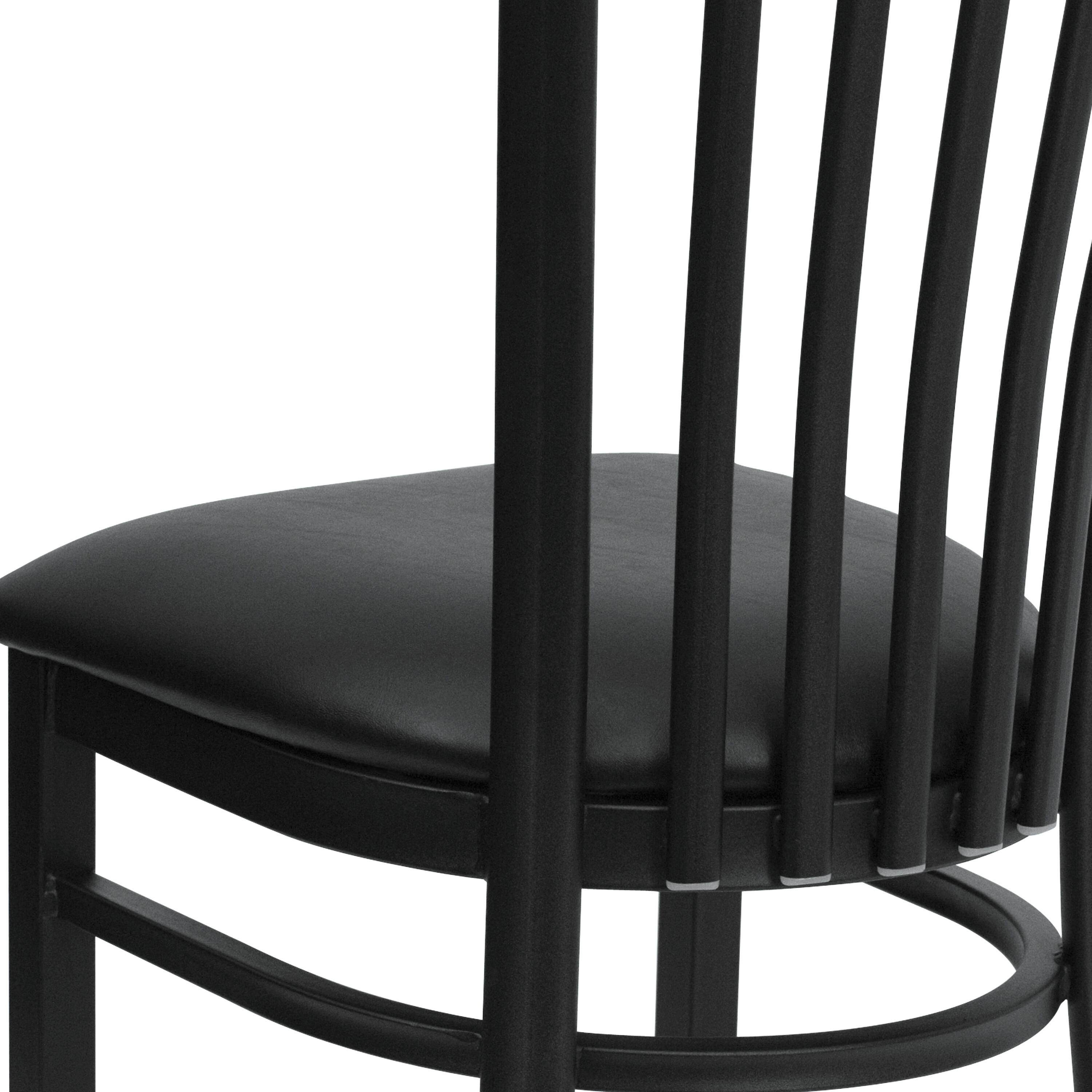 Alt View 9. Emma + Oliver - 2 Pack School House Back Metal Restaurant Chair - Black Vinyl Seat/Black Metal Frame.