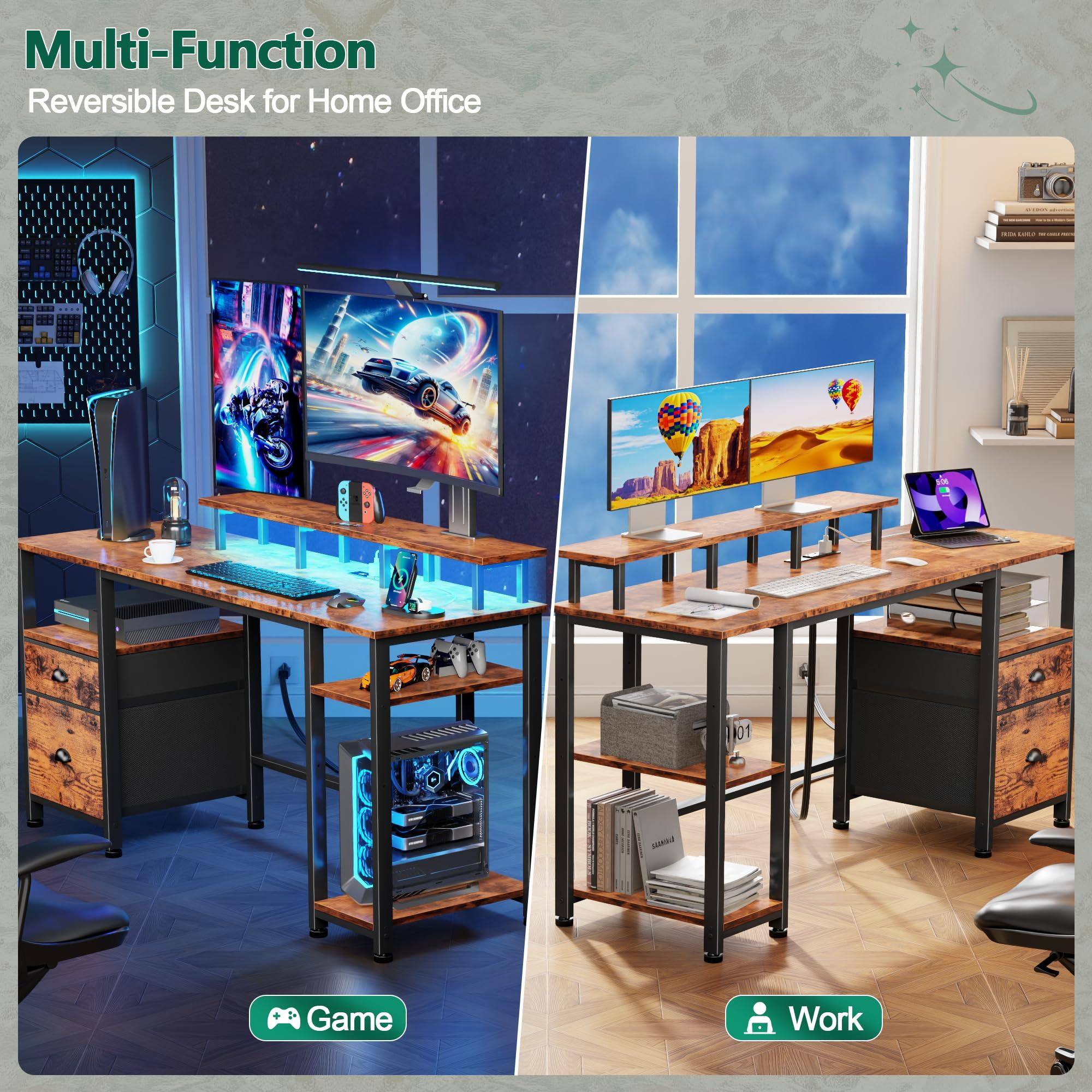 Multi-Function  
Reversible Desk for Home Office  

Game  
Work