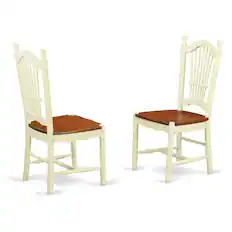 Front. East West Furniture - Dover Dining Room Chairs With Wood Seat - Finished in Buttermilk and Cherry - Buttermilk & Cherry.
