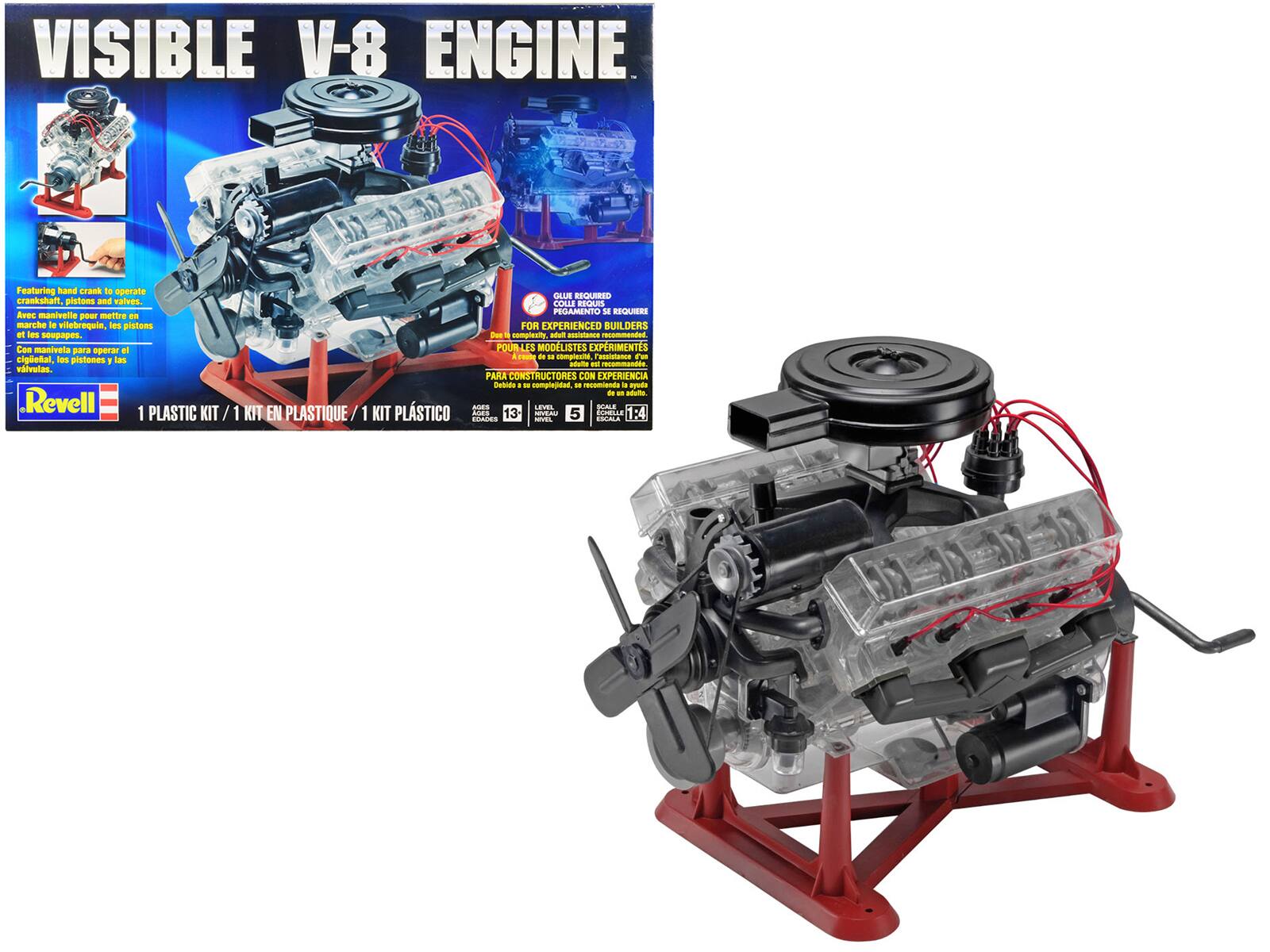 Level 5 Model Kit Visible V-8 Engine 1/4 Scale Model by Revell - Multicolor
