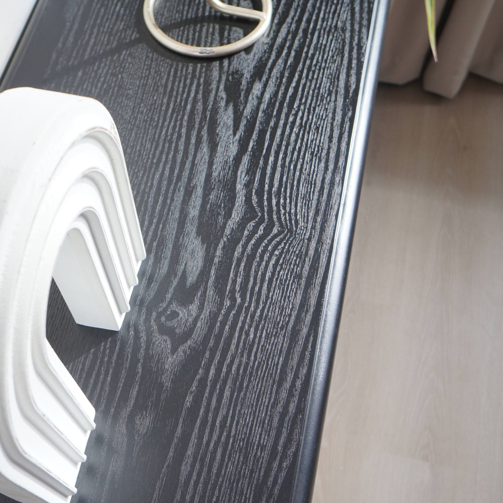 Alt View 9. GOODSILO - Modern Fluted Console Table with Sleek Half-Moon Design and Ribbed Detailing for Living Room Entryway - Black.