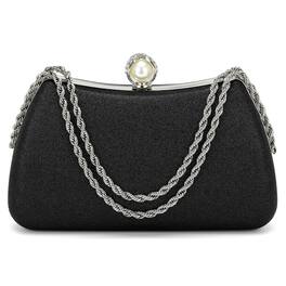 Unique Bargains - Luxury Glitter Clutch Purse for Women, Sequin Evening Bag with Pearl Sparkly Wedding Handbag for Bride Party - Black
