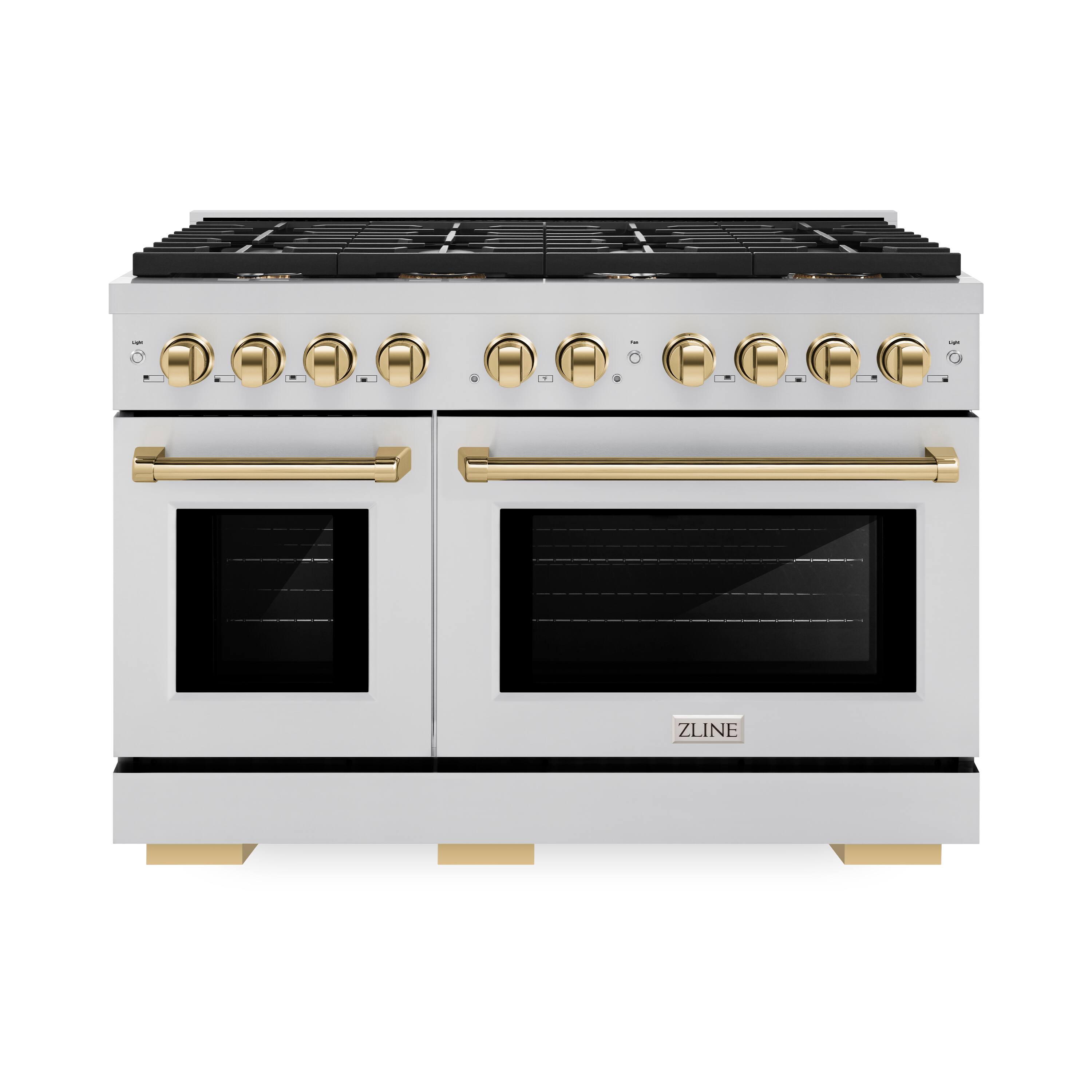 ZLINE - Autograph 48" Paramount Double Oven Dual Fuel Range w/ Polished Gold Accents (SDRZ-48-G) - Stainless Steel