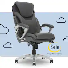 Front. Serta - Executive Office Chair with Serta Air Lumbar Support Padded Arms Reclining Leather Computer Chair for Home Office - Gray.