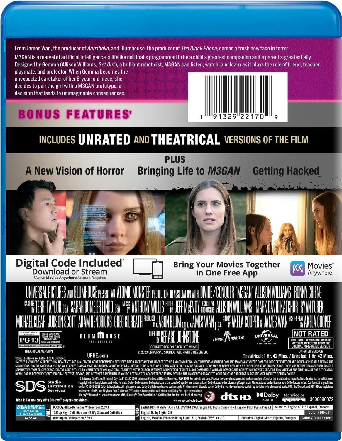 Back. M3GAN (Blu-ray + DVD + Digital Copy) [Blu-ray].