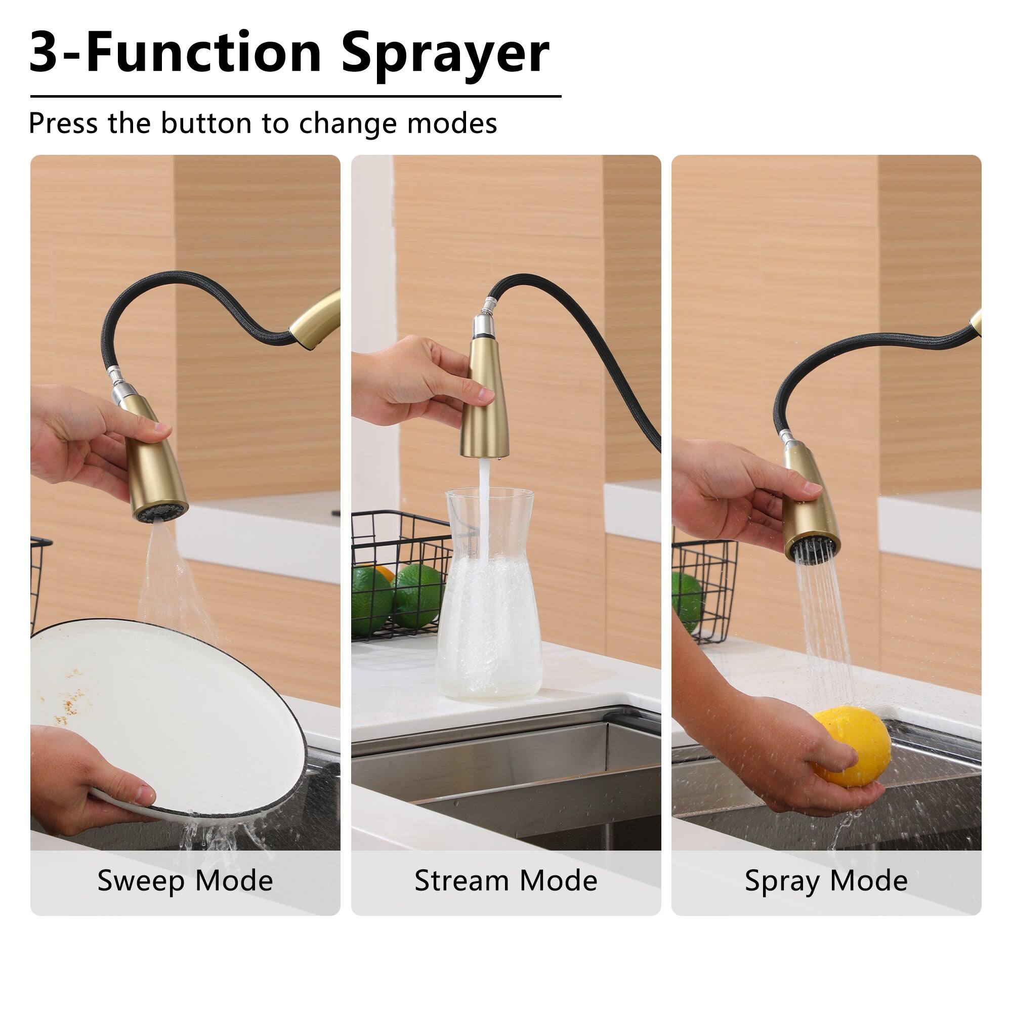 3-Function Sprayer
Press the button to change modes
Sweep Mode
Stream Mode
Spray Mode