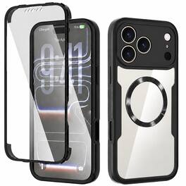 Dteck - Case For iPhone 18 Pro Max Built in Screen Protector, Compatible with Magsafe Accessory, Shockproof Clear Full Body Cove - Black