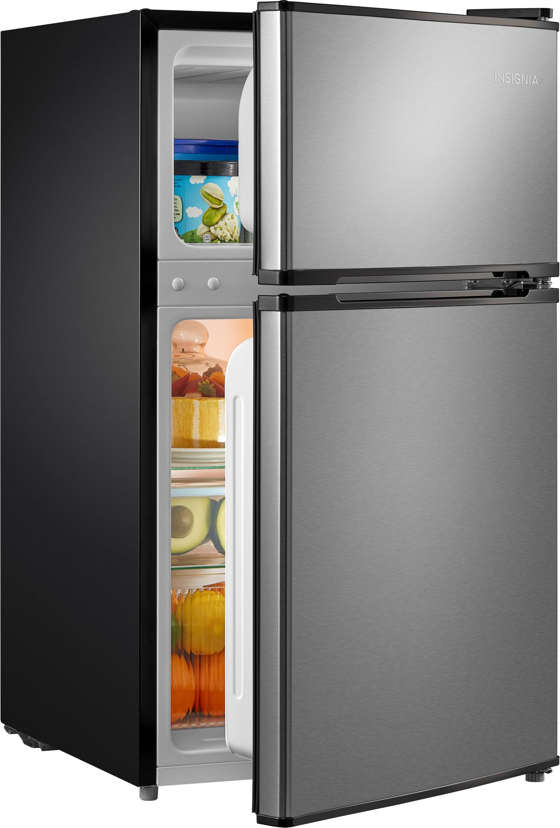 Alt View 7. Insignia™ - 3.1 Cu. Ft. Mini Fridge with Top Freezer and ENERGY STAR Certification - Stainless Steel Look.