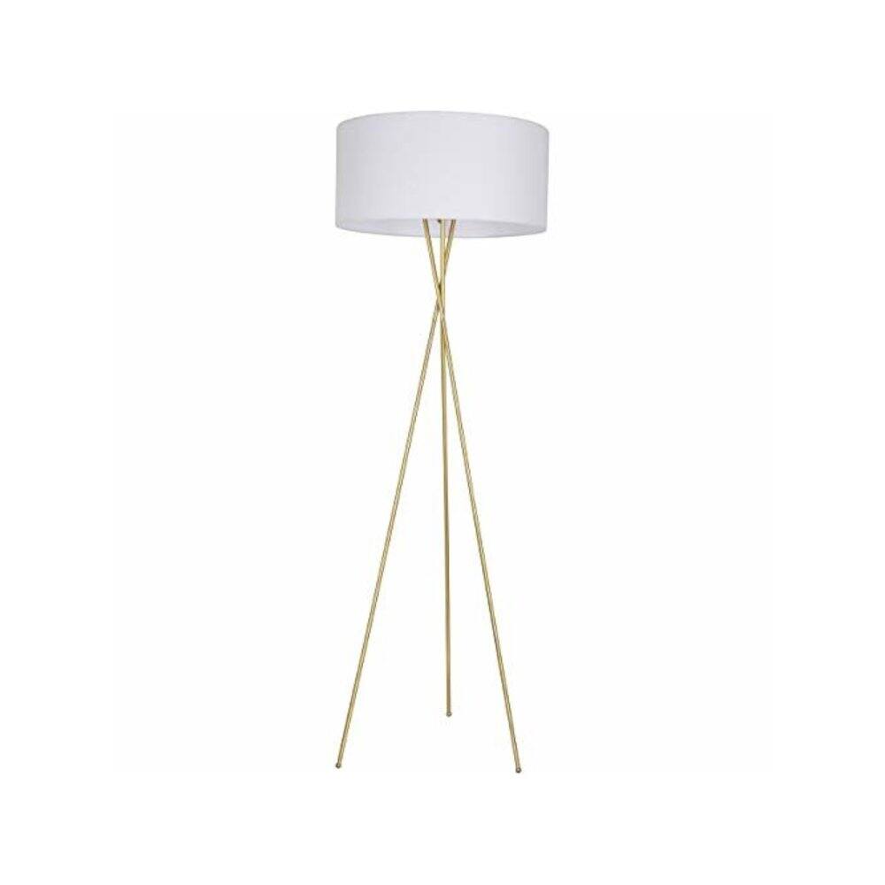 Angle. Living District - Cason 1 light Brass and White shade Floor lamp - Brass And White Shade.