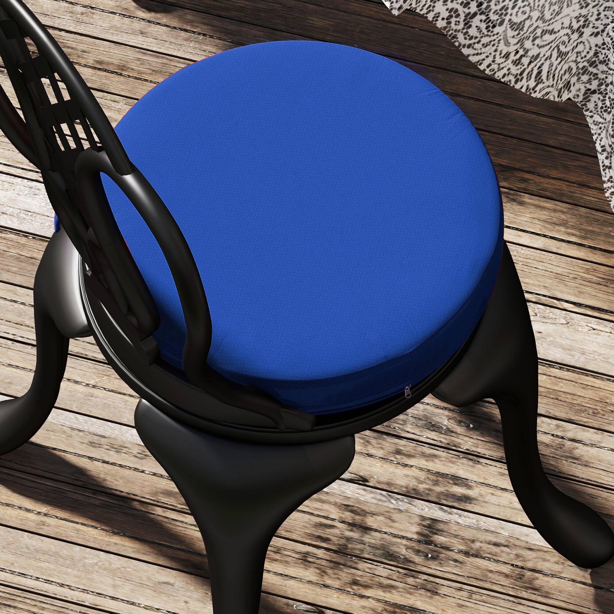 Alt View 8. Outsunny - Outdoor Bistro Chair Cushions Set of 4 with Machine Washable Cover, 15" x 15" x 3" Thick Round Seat Cushions - Blue.