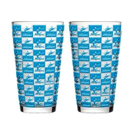 Logo Brands - Miami Marlins Two-Pack Gridiron Stained 16oz. Pint Glass Set - Multicolor