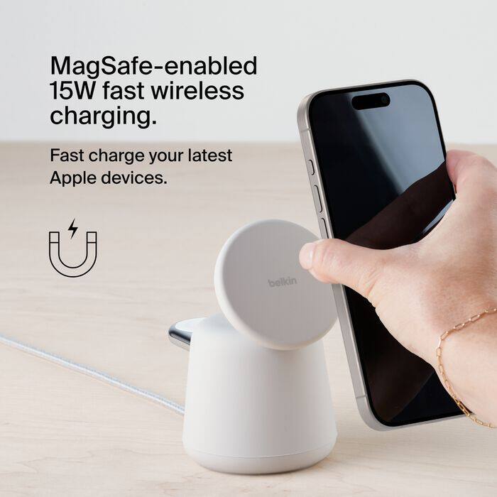 MagSafe-enabled 15W fast wireless charging.  
Fast charge your latest Apple devices.  
belkin