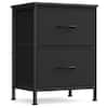 Front. Songmics Home - Nightstand with 2 Drawers, Bedside Table, Side End Table, Small Dresser for Bedroom, Living Room, Modern - Ink Black and Ebony Black.