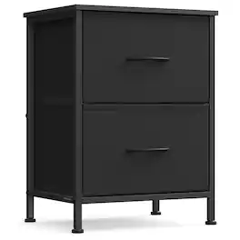 Songmics Home - Nightstand with 2 Drawers, Bedside Table, Side End Table, Small Dresser for Bedroom, Living Room, Modern - Ink Black and Ebony Black
