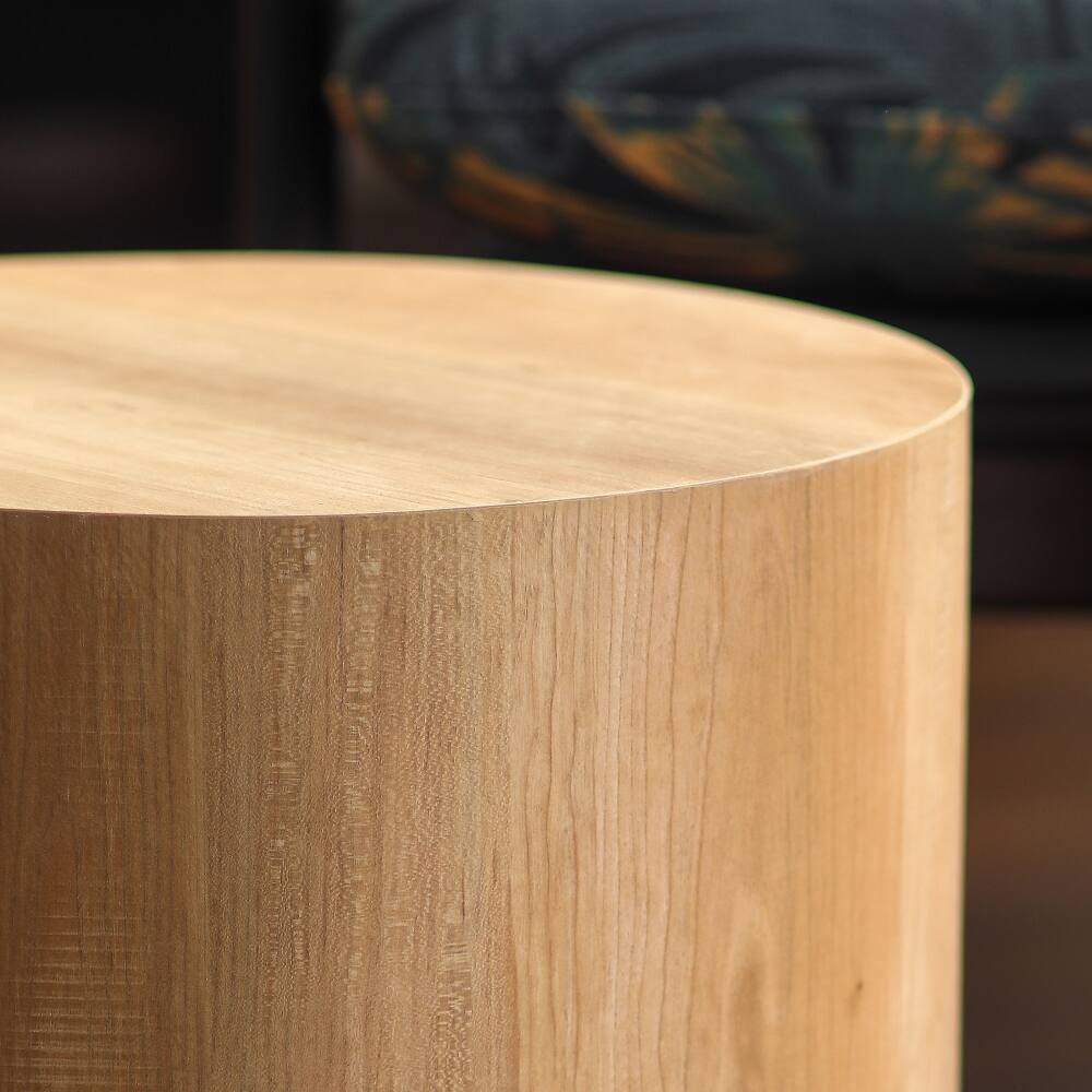 Back. Loheer - Loheer Nesting Coffee Table Set of 2 Round Wooden Modern Circle Accent Side End Tables for Small Space Living Room - Brown.