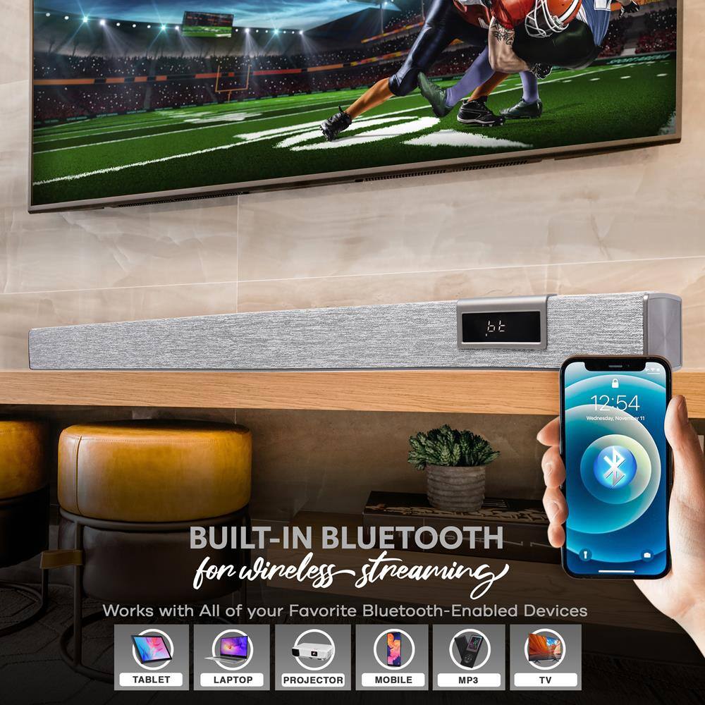 BUILT-IN BLUETOOTH for wireless streaming  
Works with All of your Favorite Bluetooth-Enabled Devices  

TABLET LAPTOP PROJECTOR MOBILE MP3 TV